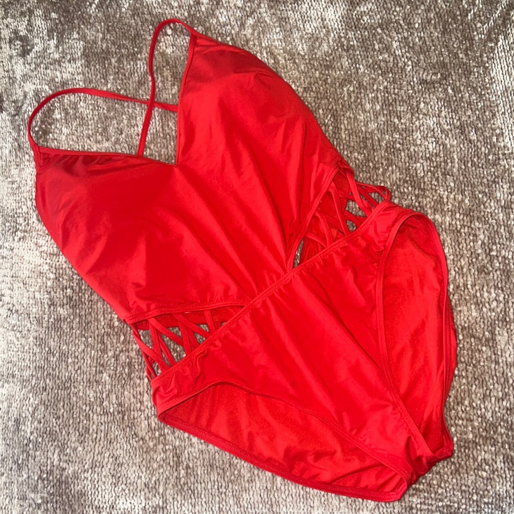Kenneth Cole red cut out bathing suit